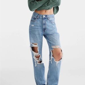 Aeropostale Blue Boyfriend Jeans with Distressed Details